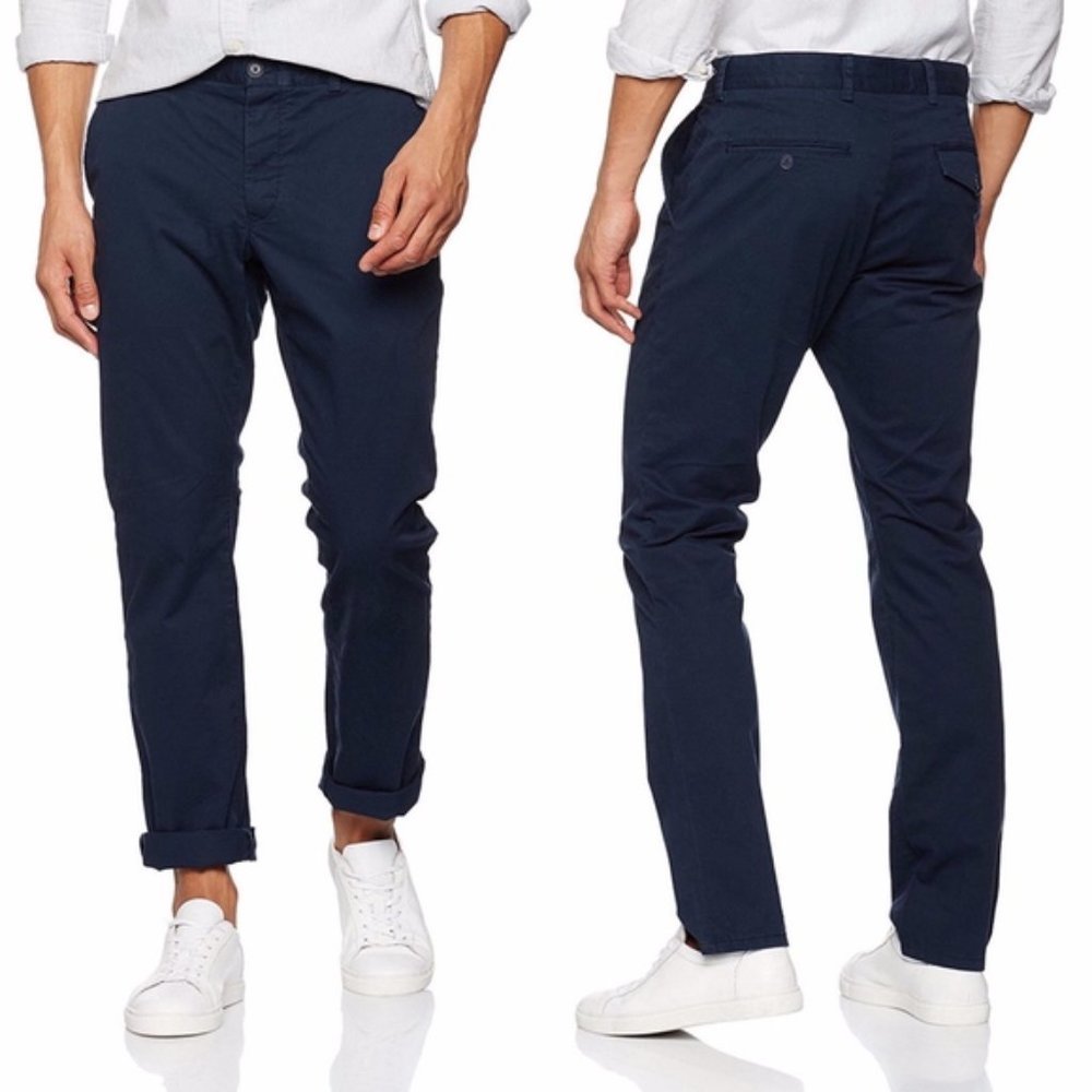 French Connection Blue Flat Front Chino Pants 30